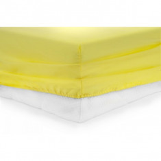 Cearceaf de pat cu elastic galben dimensiune 160x200 cm 100% bumbac foto