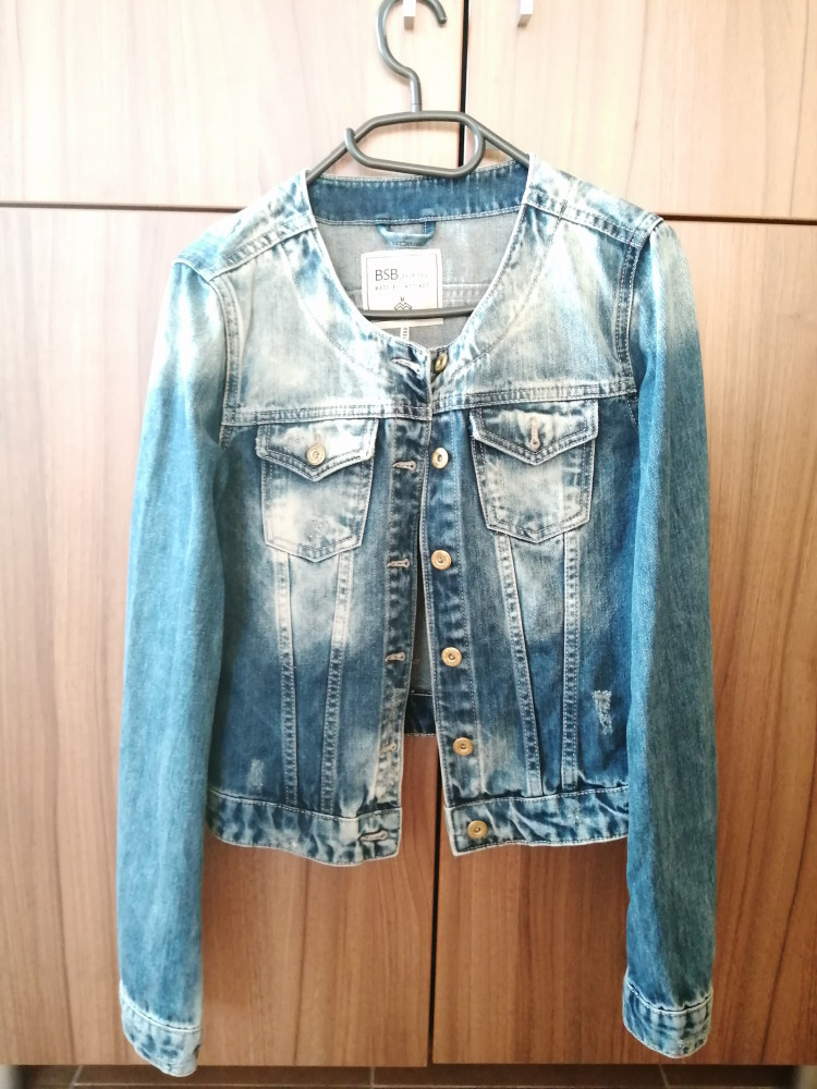Geaca de blugi jacheta jeans dama albastra BSB Instinct masura M bumbac |  arhiva Okazii.ro