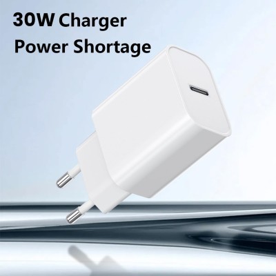 Incarcator Retea Fast Charge, Flippy, Incarcator Standard European Power Delivery 30 W, Compatibil cu iPhone 15 / 16, Alb foto
