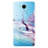 Husa silicon pentru Huawei Y5 2017, Artistic Paint Splash Purple Butterflies