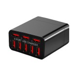 Incarcator retea 8 Porturi USB, Qualcomm 3.0, 40W, Adaptor Priza Universal, Incarcare Rapida, Negru