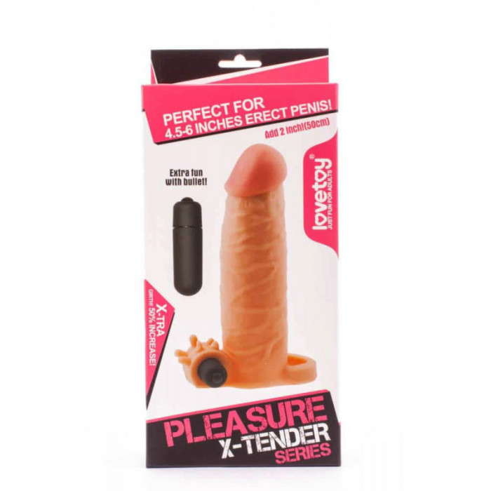Prelungitor Penis Pleasure X-Tender Vibrating Penis Sleeve