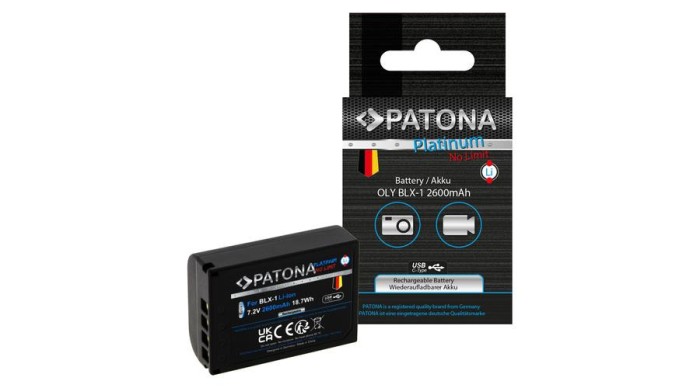 Baterie PATONA Platinum cu intrare USB-C pentru Olympus OM-1 OM1 BLX-1 BLX1