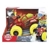 DICKIE MASINA DE TEREN FLAMING FIRE MONSTER CU LUMINI SUNETE SUSPENSII SI FUNCTIE ABUR 25CM