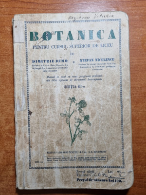 manual de botanica - pentru cursul superior de liceu - din anul 1935 foto