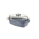 Vas Termorezistent cu Capac Klausberg 4.5L, Aluminiu Turnat, Strat Antiaderent Ceramic Marmorat, 32x21x10.5 cm