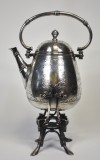 Ceainic cu suport / Samovar Fraget Warszawa - metal argintat - atelier Polonia - sfarsit de secol XIX