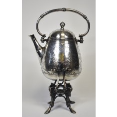 Ceainic cu suport / Samovar Fraget Warszawa - metal argintat - atelier Polonia - sfarsit de secol XIX