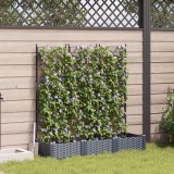 VidaXL Ghiveci de Grădină cu Trellis 3 pcs Gri 120x40x125.5 cm