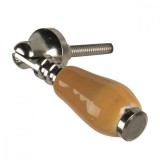 Cumpara ieftin Maner mobila din fier argintiu si ceramica galbena 6 cm x 2 cm