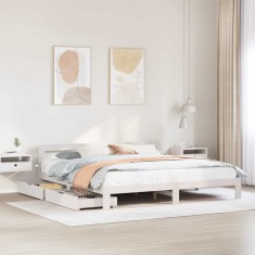 vidaXL Cadru de pat fără saltea, alb, 180x200 cm, lemn masiv pin 3309855