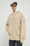 Adidas Originals geaca bomber femei, culoarea bej, de tranzitie