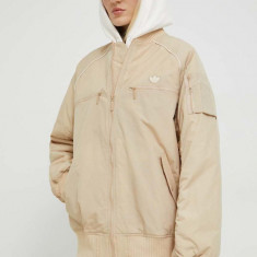 Adidas Originals geaca bomber femei, culoarea bej, de tranzitie