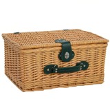 Outsunny Coș de Picnic din Răchită pentru 2 Persoane cu Zonă Frigorifică și Veselă, 40x30x20 cm, Maro Deschis | Aosom Romania