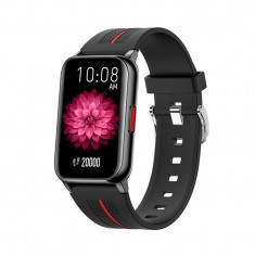 Ceas smartwatch Loomax, 1.57 inch, IP68, autonomie 480 h, ecran curbat, carcasa metal, curea silicon, moduri sport, pedometru, puls, notificari, Negru