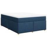 Cumpara ieftin Pat box spring cu saltea, albastru, 140x200 cm, textil