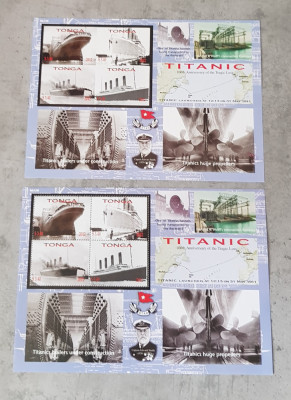 TONGA TITANIC 2 COLI DANTELAT SI NEDANTELAT MNH foto