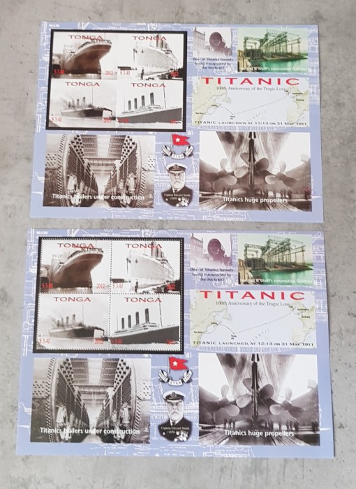 TONGA TITANIC 2 COLI DANTELAT SI NEDANTELAT MNH