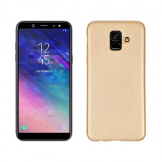 Husa silicon carbon Samsung A6 (2018) gold foto