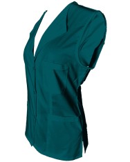 Vesta Medicala Pe Stil cu Elastan, Turcoaz Inchis cu nasturi - 3XL