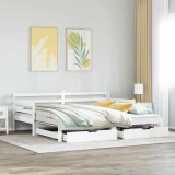 VidaXL Pat de zi cu extensie și sertare fără saltea, alb, 90x190 cm
