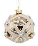 Set 12 globuri brad Craciun sticla aurie alba Extravagance &Oslash; 8 cm