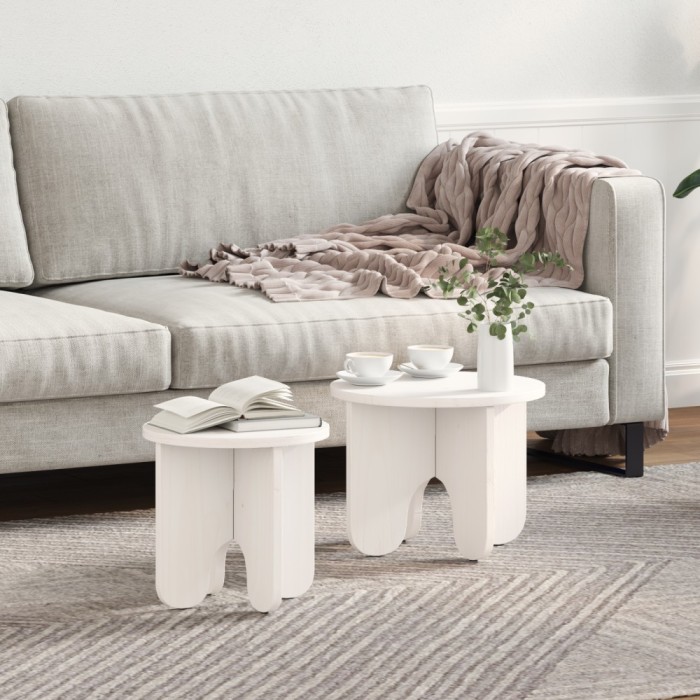 vidaXL Set de măsuțe de cafea 2 pcs Alb 39.5 x 39.5 x 30 cm