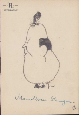 HST 175S Caricatură Ion Manolescu-Strunga anii 1930 Geo Dumitrescu semnata foto