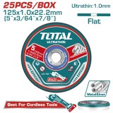 TOTAL - SET 25 BUC. DISCURI DE TAIERE PENTRU METAL SI INOX &ndash; 125 MM