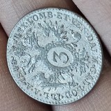 Austria 3 kreuzer 1848 A , argint , detalii