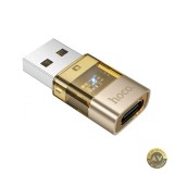 Adaptor Date si Incarcare USB-C - USB-A HOCO UA36C Auriu