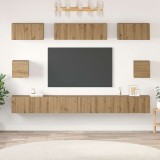 Set dulap TV cu raft Pe perete Altele cu depozitare 8 pcs stejar artizanal