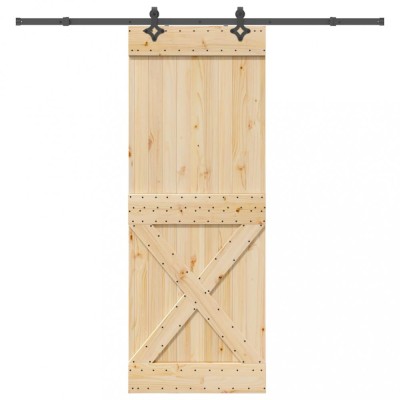 Ușă glisantă cu set de feronerie 85x210 cm, lemn masiv de pin foto