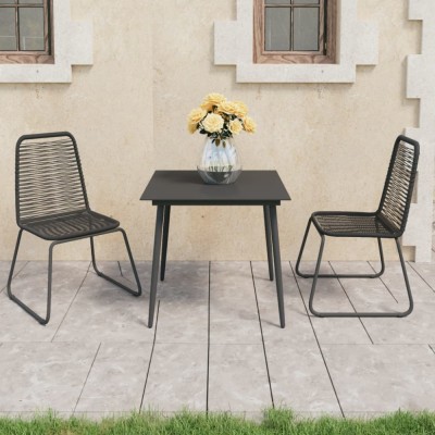 vidaXL Set masă de grădină, 3 piese, negru, ratan PVC 3060112 foto