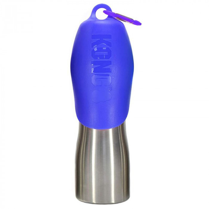 Sticlă de apă Kong H2O pentru c&acirc;ini - inox 740 ml, albastru