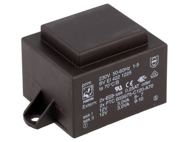 Transformator &icirc;ncapsulat 6VA 230V 12V PCB