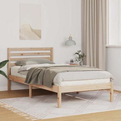 vidaXL Cadru de pat cu headboard Maro 100 x 200 cm Lemn masiv de pin 872266 foto