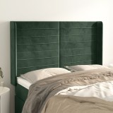 vidaXL Tăblie pat cu aripioare verde &icirc;nchis 147x16x118/128 cm catifea