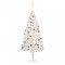 Set brad de Crăciun artficial cu LED-uri/globuri, alb, 210 cm