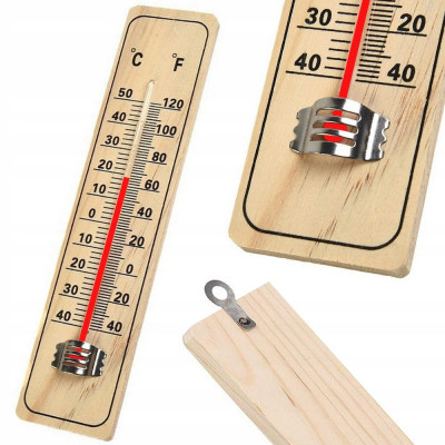Termometru din lemn pentru interior si exterior,-40 + 50 grade foto