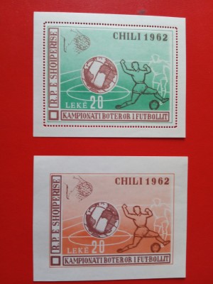 ALBANIA, FOTBAL CHILE - COLIȚĂ PERF./IMPERF. MNH foto