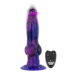 Vibrator Mythical Mates Alien Thrusting, Remote Control, Silicon, USB, Mov/Albastru, 24 cm