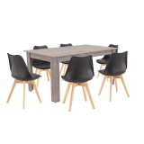 Cumpara ieftin Set de masă Lola 6+1 negru-stejar York