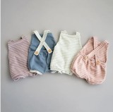 Cumpara ieftin Salopeta cu dungi pentru bebelusi (Culoare: Alb, Marime: 90)