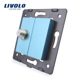 Cumpara ieftin Priza TV satelit Livolo albastra, fara rama din sticla, design modern
