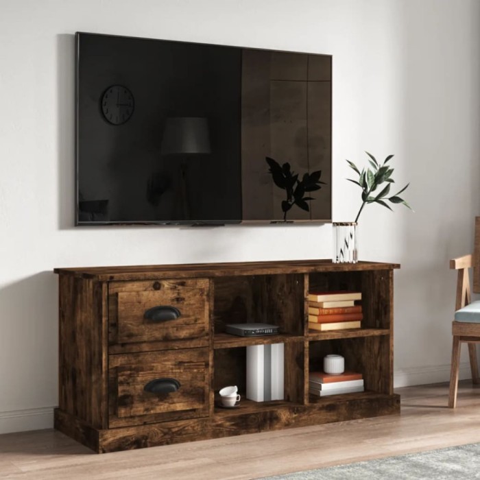 vidaXL Comodă TV, stejar afumat, 102x35,5x47,5 cm, lemn prelucrat 816181