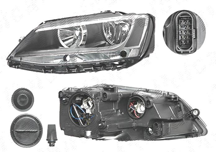 Far Volkswagen Jetta (1b), 07.2010-, fata, Stanga, Tip= Hella; H7+H7+P21W+PY21W; electric; cu motor, DEPO