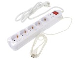 Prelungitor EnerGenie PCW-MS2G cu 5 prize 10A și protecție la supratensiune