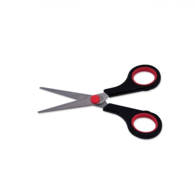 Foarfece Birou, Model Universal, Oțel Inoxidabil, V&amp;acirc;rf Ascuțit, M&amp;acirc;ner Moale, 15cm, Negru-Roșu foto