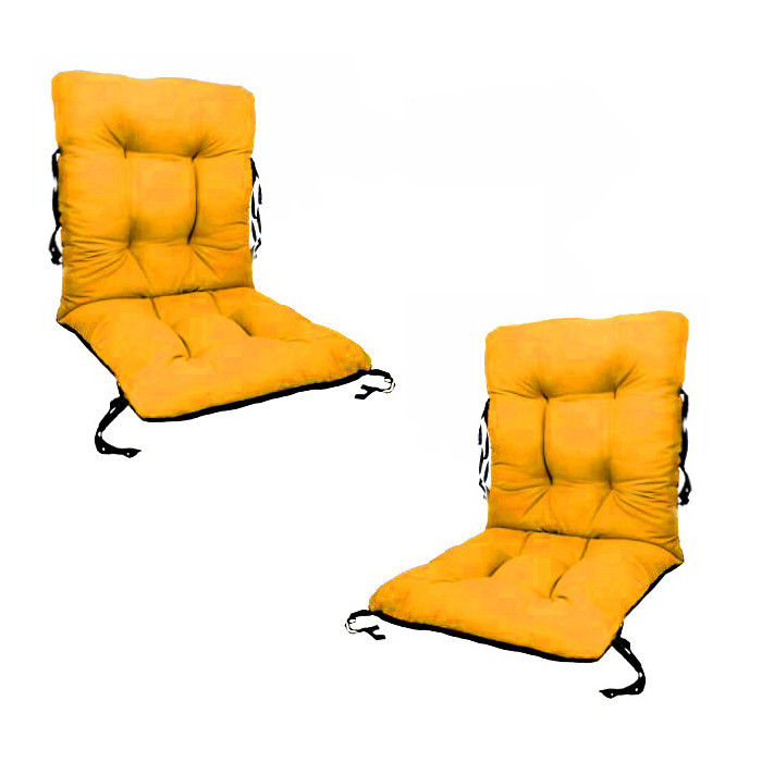 Set 2 Perne sezut/spatar pentru scaun de gradina sau balansoar, 50x50x55  cm, culoare galben, Palmonix | Okazii.ro